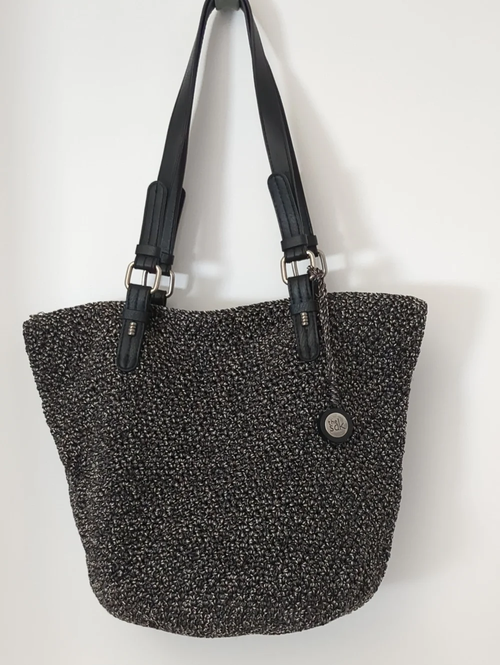 The Sak Black & Brown Woven Double  Strap Shoulder Bag